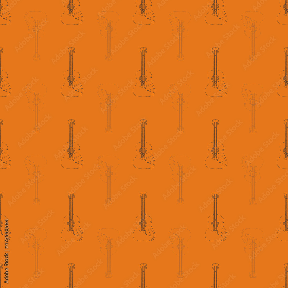 Guitar vector seamless repeat pattern print background