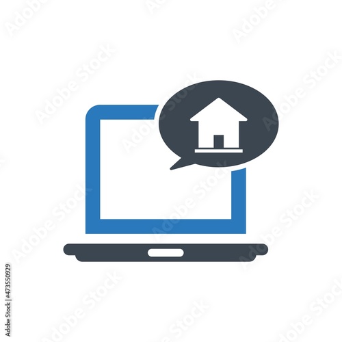 Real estate message on the laptop screen icon
