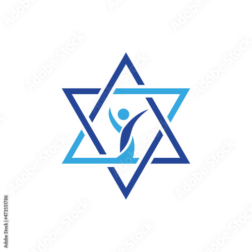 Star of David Jewish logo design template vector art design