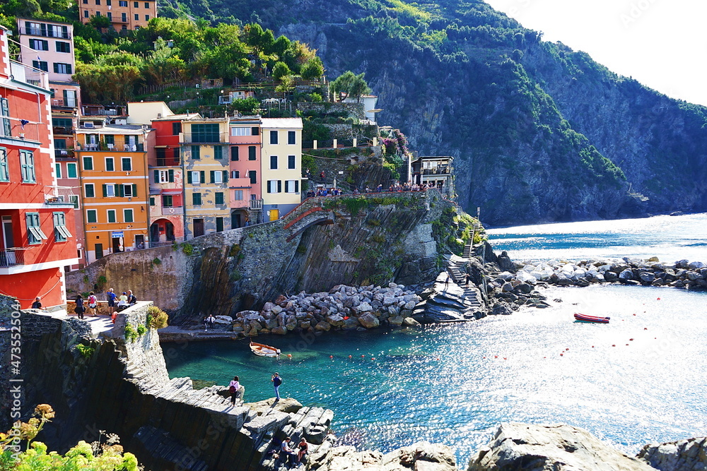 View of the village of Riomaggiore, Cinque Terre, Italy
