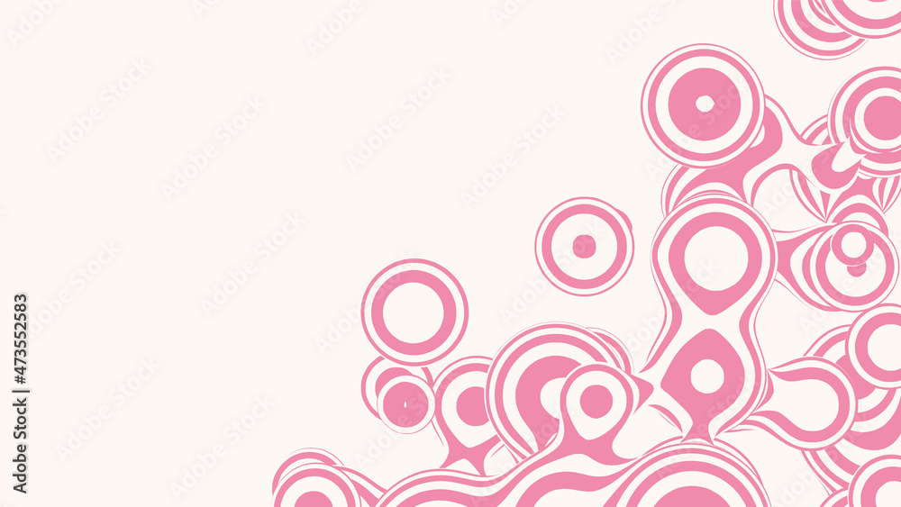 Liquid 3D lollipop metaball, with organic structure. Abstract vector candy background. Fluid fun pink shapes.