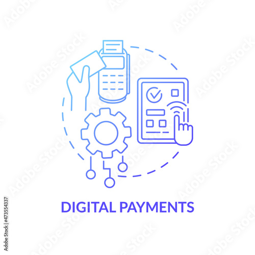Digital payments blue gradient concept icon. Online banking system safety. Internet shopping and payment abstract idea thin line illustration. Vector isolated outline color drawing