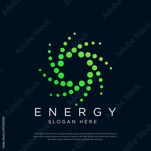 Circular abstract logo, new digital technology vector shape