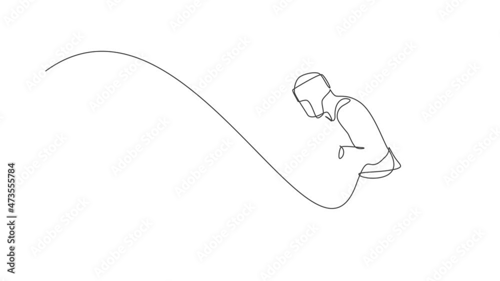 Animated self drawing of continuous line draw young agile man boxer train launch punch to rival duel. Fair combative sport concept. Full length one line animation for boxing game promotion media. Animated self drawing of continuous line draw young agile man boxer train launch punch to rival duel. Fair combative sport concept. Full length one line animation for boxing game promotion media.