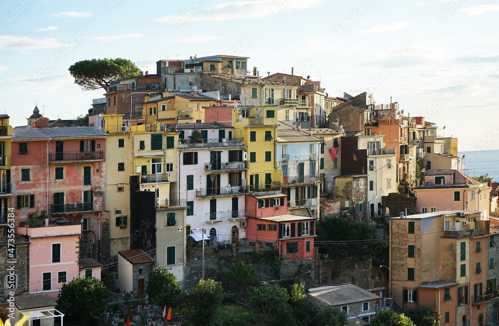 View of the village of Corniglia, Cinque Terre, Italy