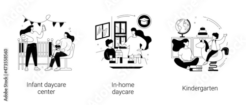 Childcare services abstract concept vector illustrations.