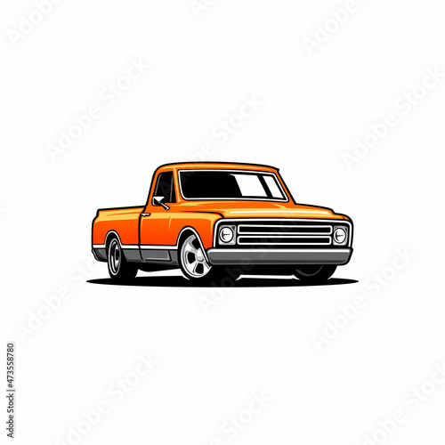 old truck, american retro truck illustration logo vector	