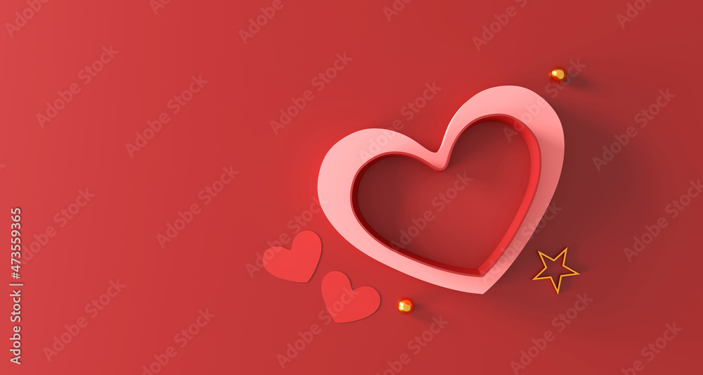happy valentine's day background. 3D illustration
