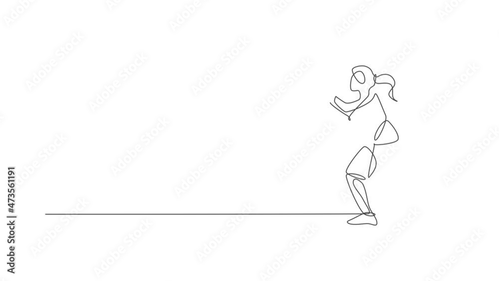 Animated self drawing of single continuous line drawing young basketball female player throw a ball. Competitive sport concept. Full length one line animation for basketball tournament promotion media Animated self drawing of single continuous line drawing young basketball female player throw a ball. Competitive sport concept. Full length one line animation for basketball tournament promotion media