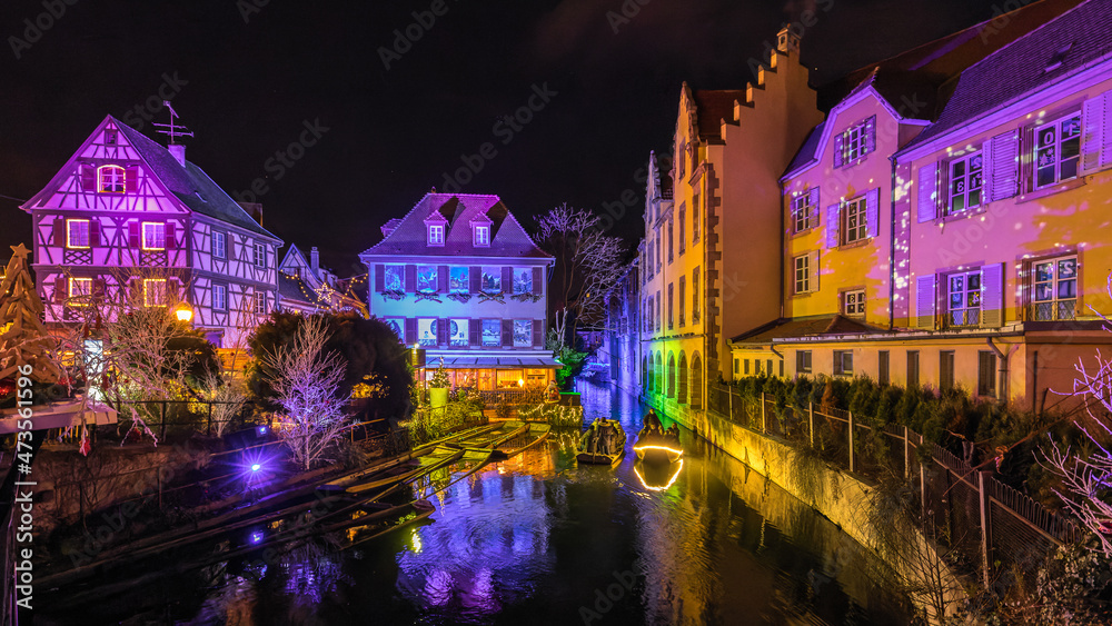 Fototapeta premium Christmas decorations in Colmar in France on December 4th 2021