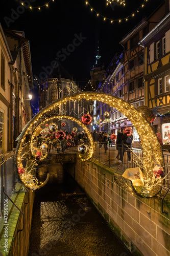 Christmas decorations in Colmar in France on December 4th 2021