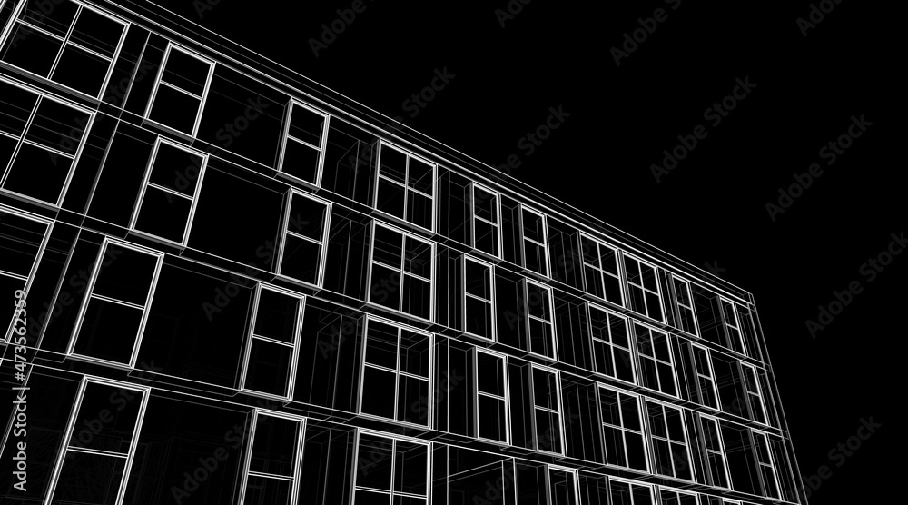 Modern architecture concept sketch digital drawing