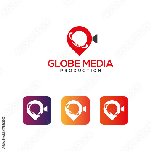 globe media production logo design concept