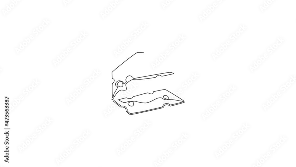 Animated self drawing of single continuous line draw fresh stylized Italian sliced cheese logo label. Emblem dairy food store concept. Full length one line animation for shop or food delivery service. Animated self drawing of single continuous line draw fresh stylized Italian sliced cheese logo label. Emblem dairy food store concept. Full length one line animation for shop or food delivery service.
