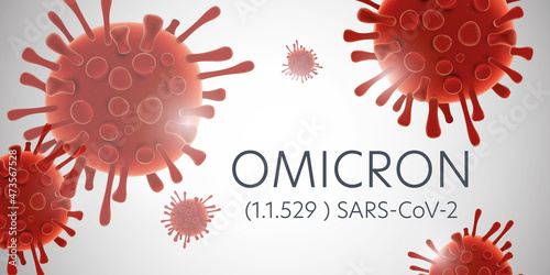 Omicron variant Covid 19 banner - coronavirus sars cov 2 - red design photo