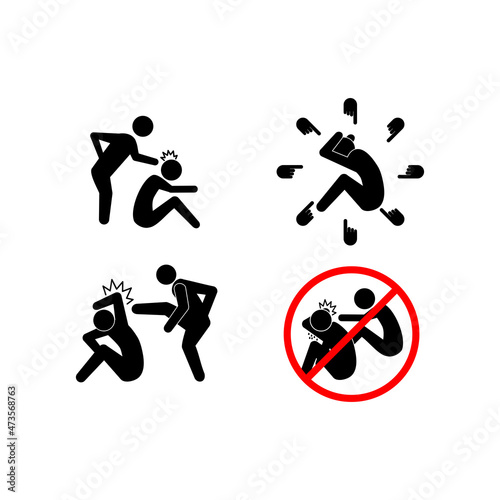 Collection Social bullying icon. Harassment, social abuse and violence.