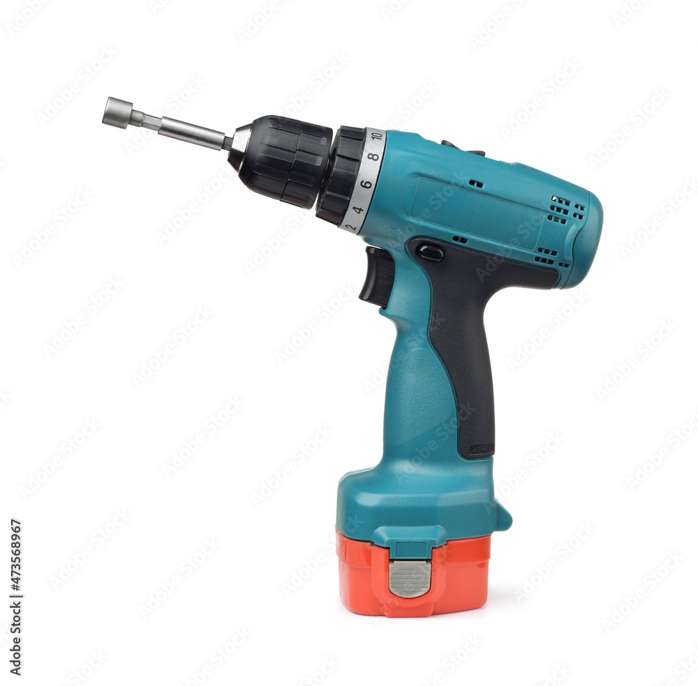Side view of electric cordless screwdriver