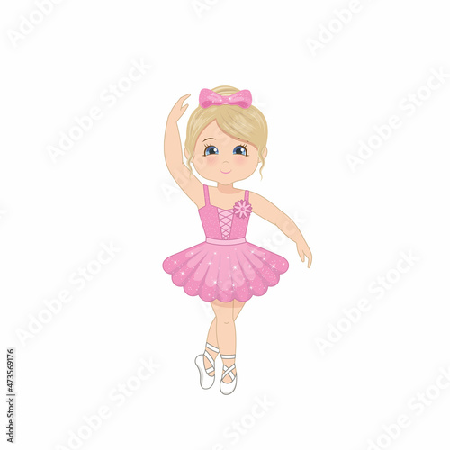 Beautiful little ballerina in ballet pose 2. Vector