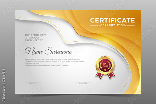 Elegant shiny golden gray employee of the month certificate 