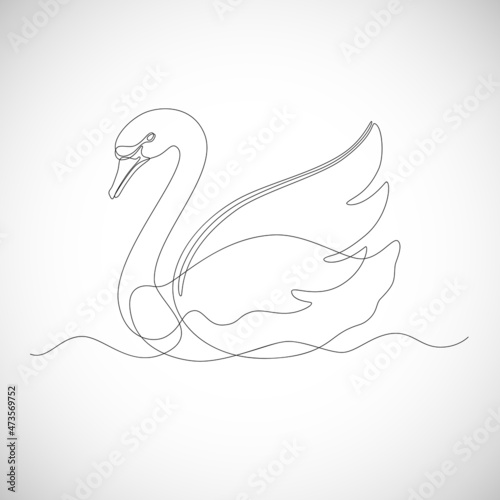 Fototapeta Naklejka Na Ścianę i Meble -  One line swan drawing