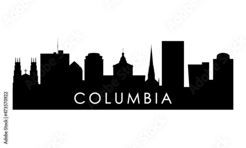Columbia skyline silhouette. Black Columbia city design isolated on white background.
