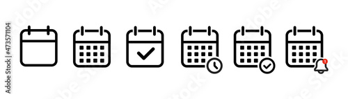 Callendar icon. Calendar planner icon collection. Reminder organizer event signs. Calendar notification icon. Business plan schedule. Stock vector photo