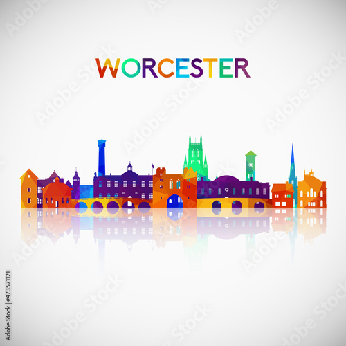 Worcester skyline silhouette in colorful geometric style. Symbol for your design. Vector illustration. photo