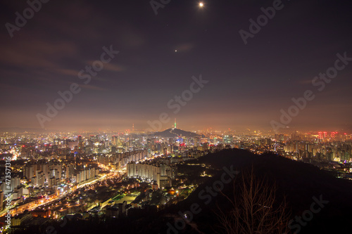 Canvas Print Cityscap of seoul city from top of mountain, South korea