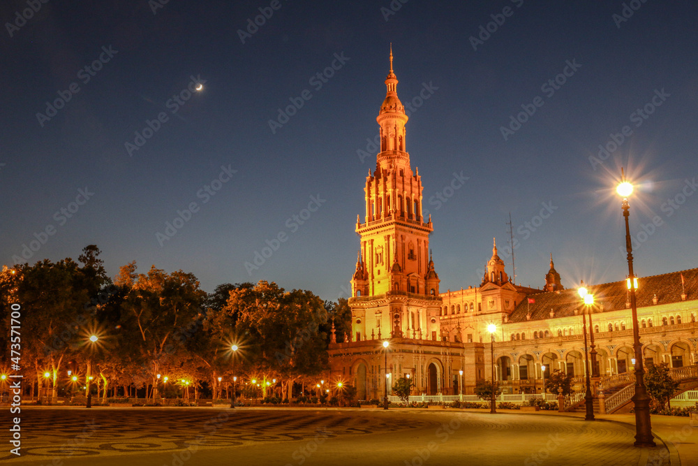 View from Plaza de España, a picturesque plaza in Seville View from Plaza de España, a picturesque plaza in Seville