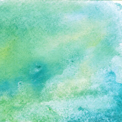 Yellow green blue abstract watercolor. Artistic colorful background with copy space for design.