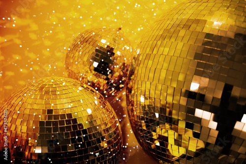 Gold colored disco ball baubles