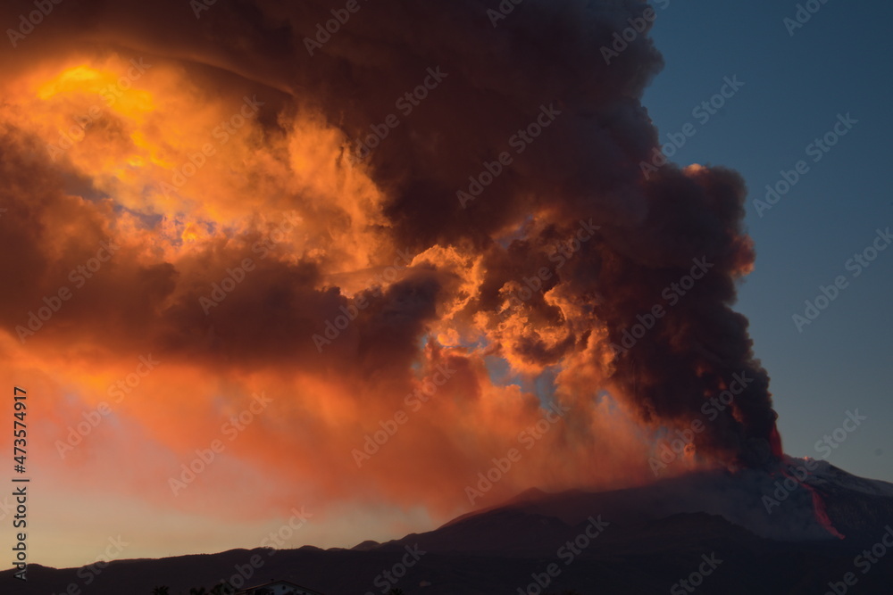 tramonto eruzione etna
