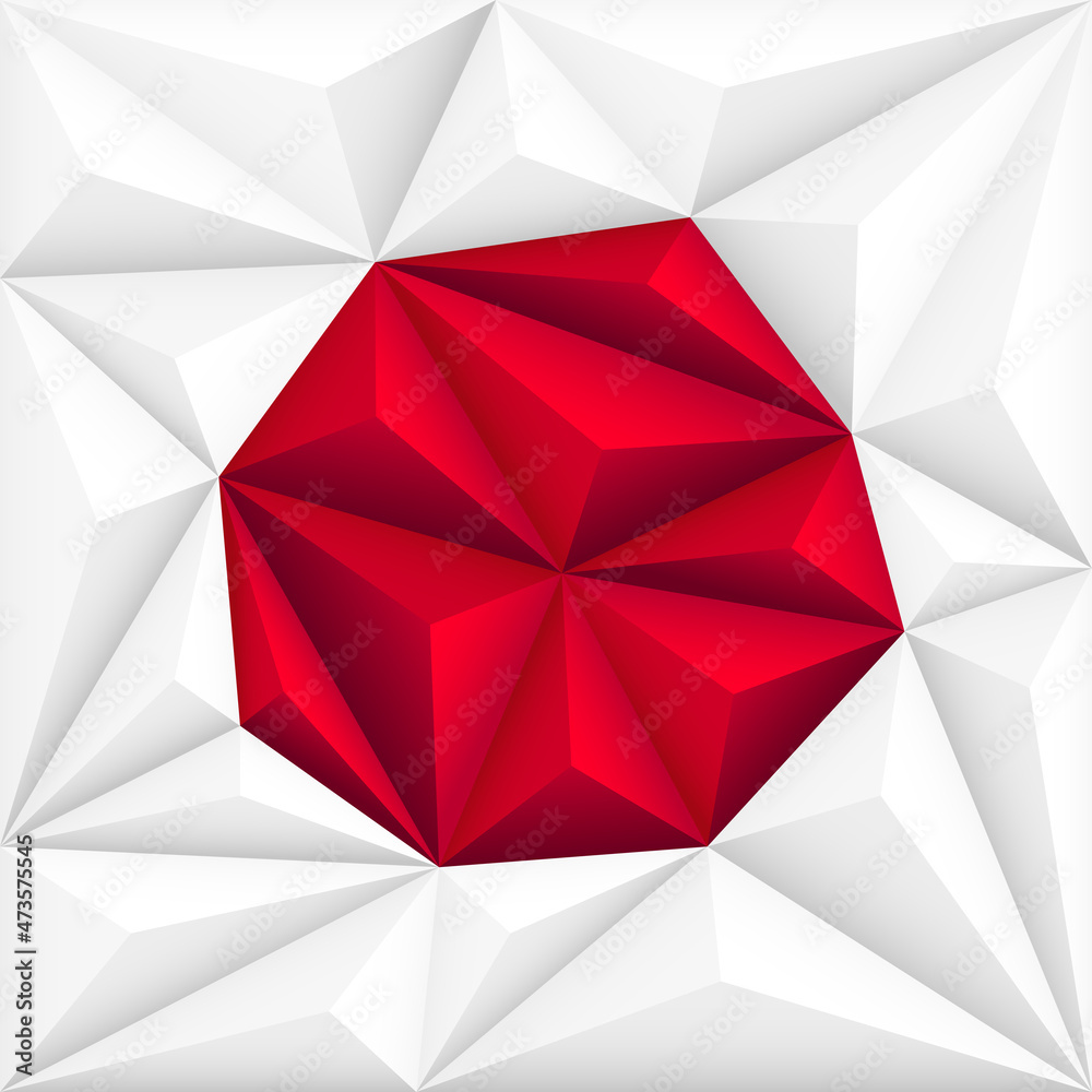 Fototapeta premium Abstract polygonal background in the form of colorful white and red polygons. Japan polygonal flag.