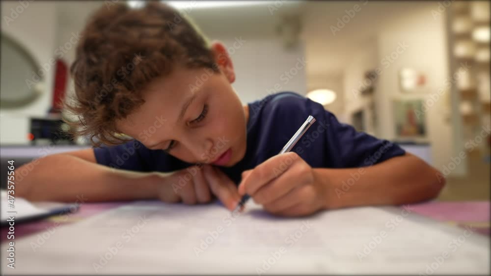 Child studying for exam doing homework at home Child studying for exam doing homework at home