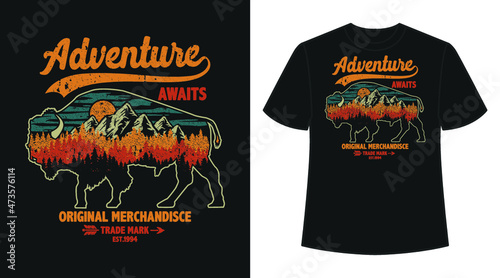 Outdoor Adventure T Shirt Design apparel for fishing hunting poster colorfull print