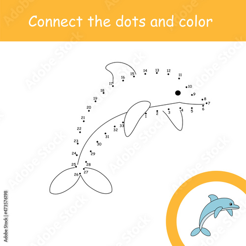 Vászonkép Connect dots for children education dolphin