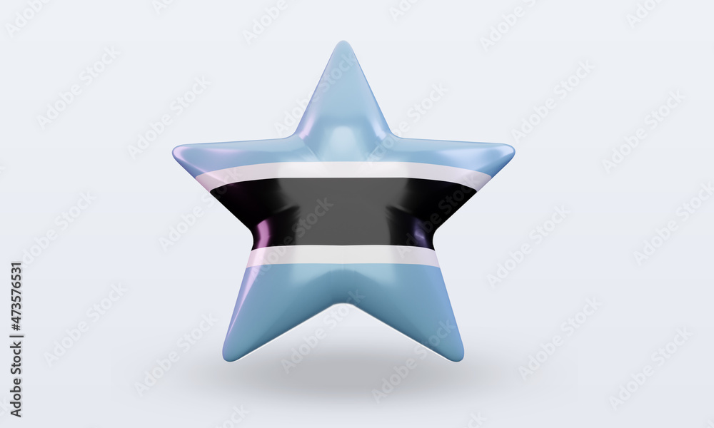 3d star Botswana flag rendering front view 3d star Botswana flag rendering front view