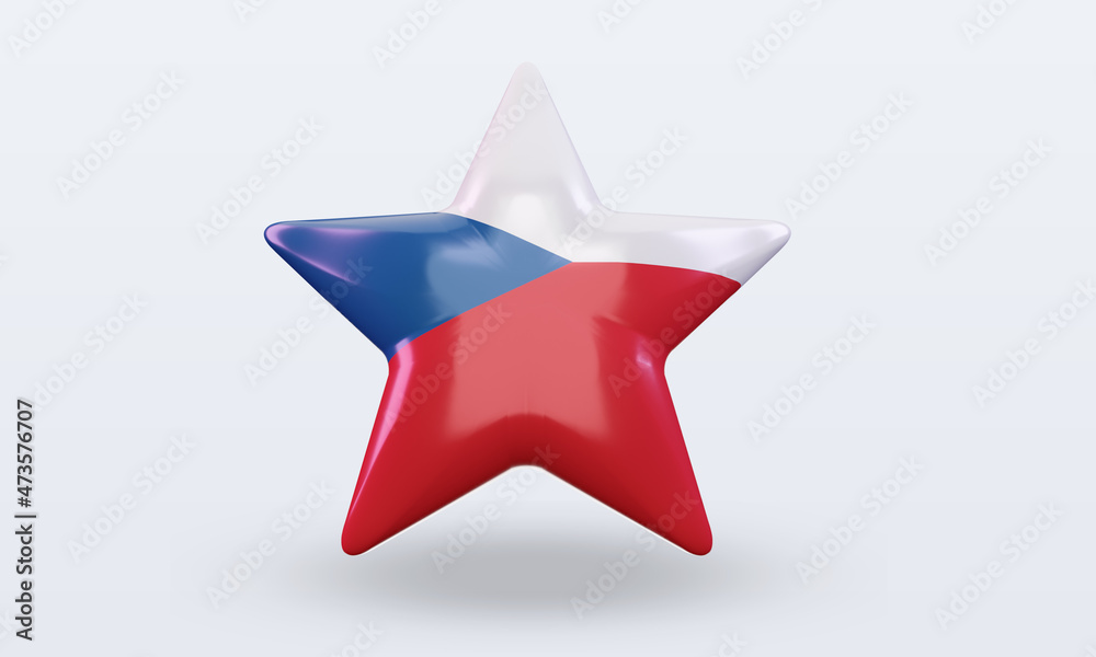 3d star Czech Republic flag rendering front view 3d star Czech Republic flag rendering front view