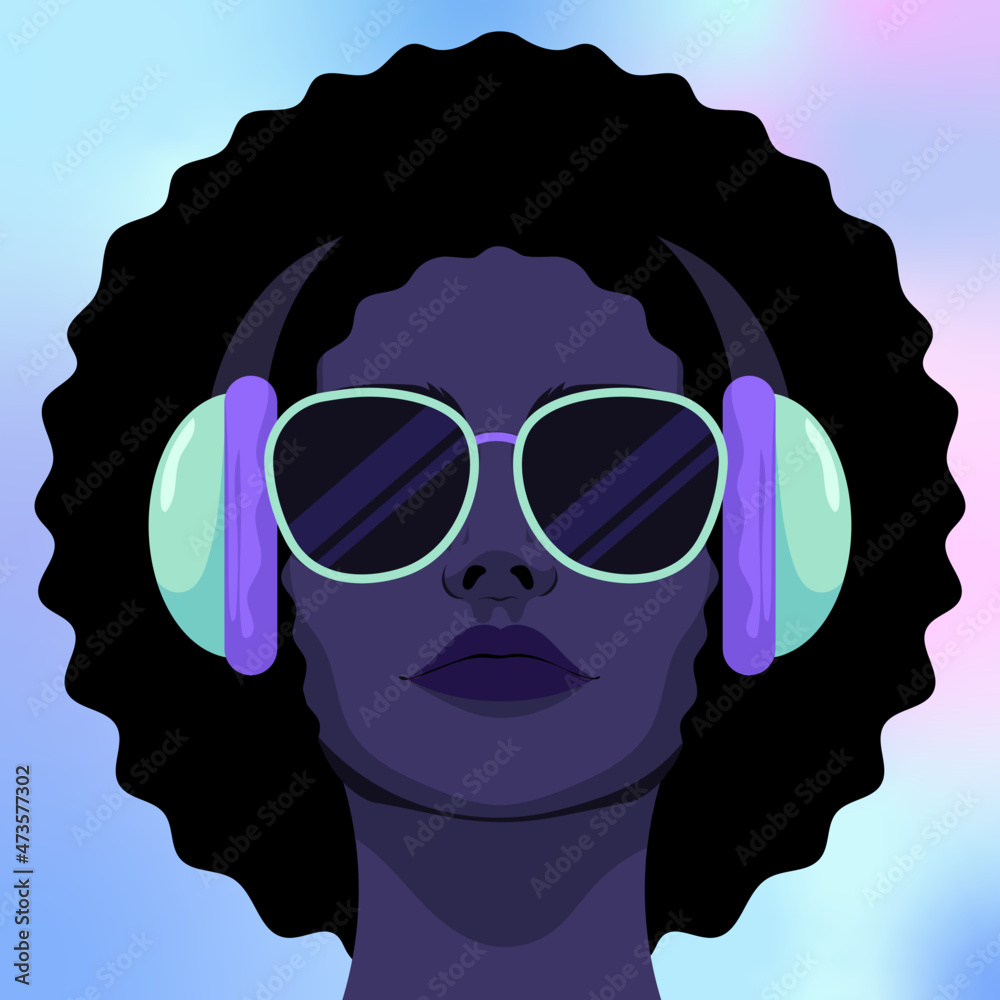 custom made wallpaper toronto digitalTrendy chic woman wearing headphones listening to music