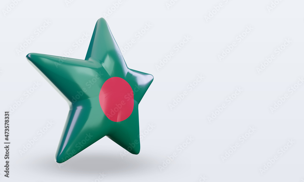3d star Bangladesh flag rendering left view 3d star Bangladesh flag rendering left view