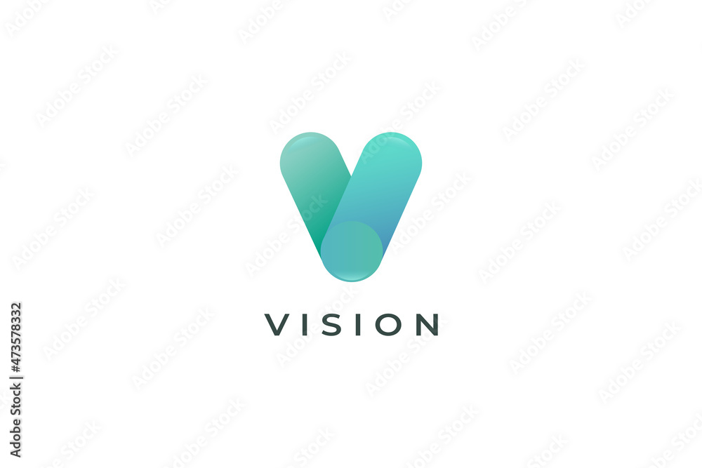 Letter V 3D blue color gradient creative and simple modern business logo design Letter V 3D blue color gradient creative and simple modern business logo design