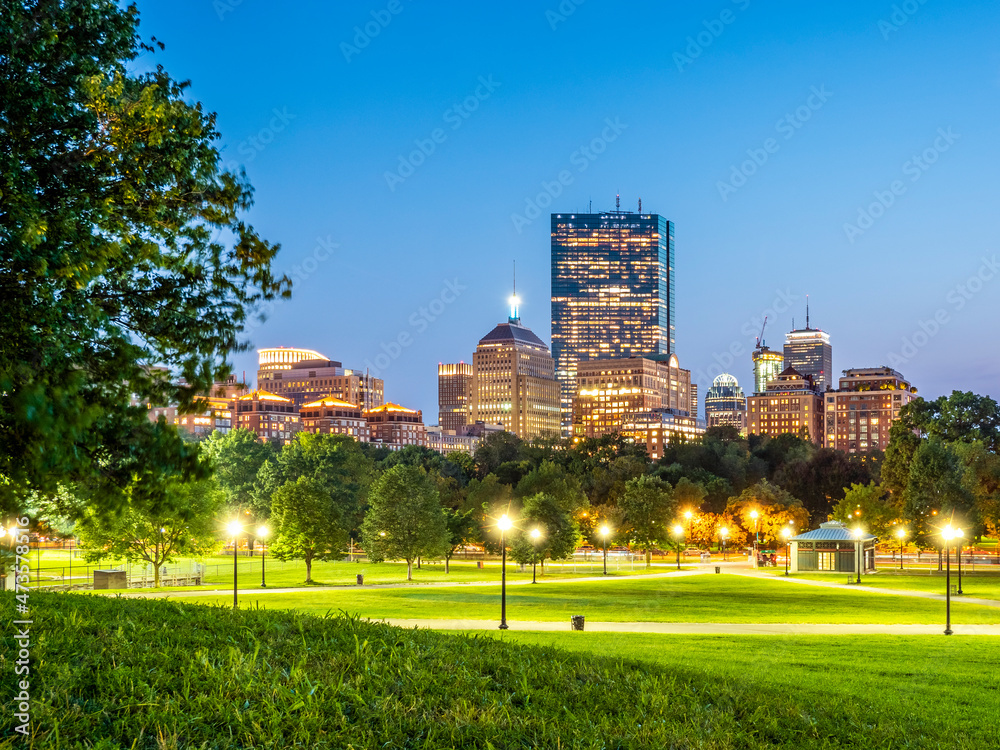 The Boston Public Garden in Boston, Massachusetts, USA.