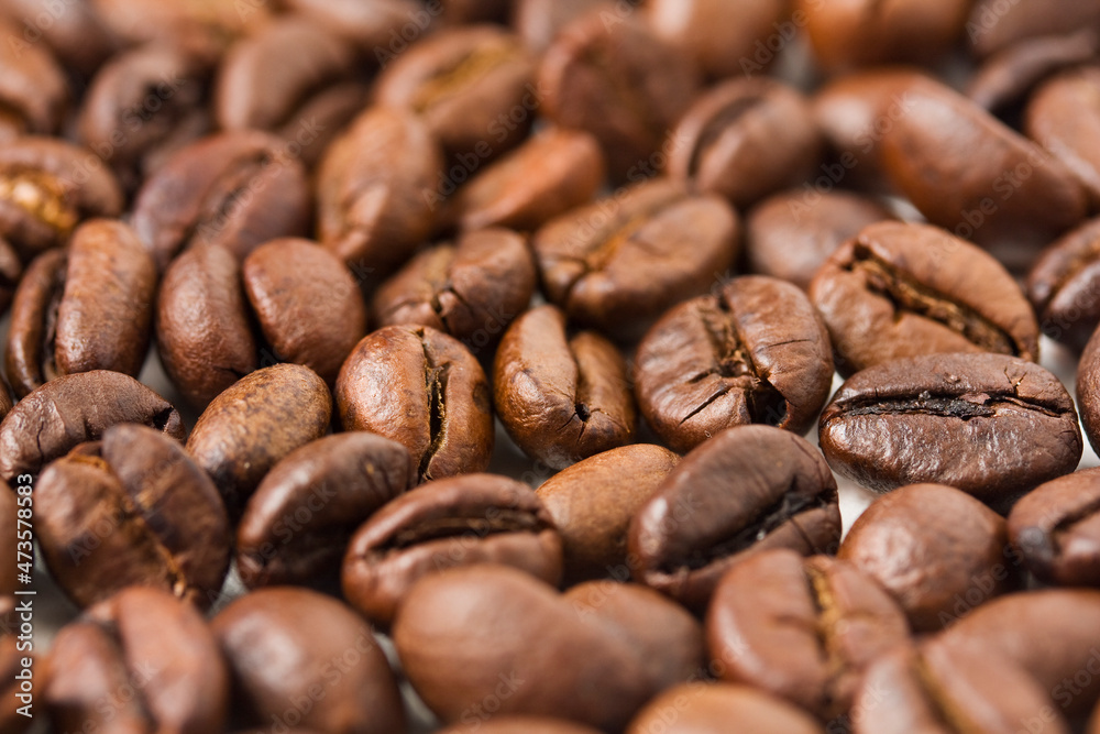 Close-up shot of some roasted coffee beans. Close-up shot of some roasted coffee beans.
