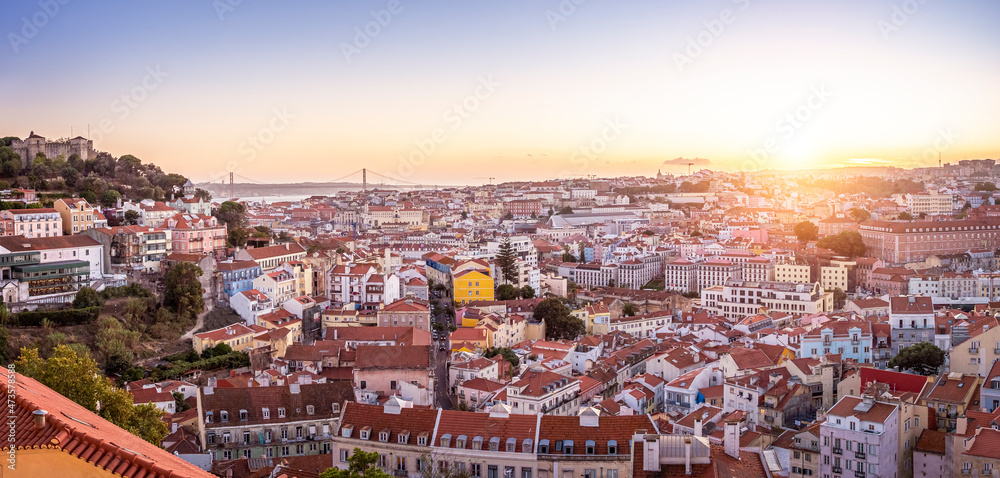 Aerial view of Lisbon in Portugal.