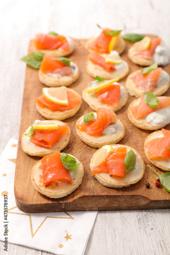 festive canape with cream and smoked salmon festive canape with cream and smoked salmon