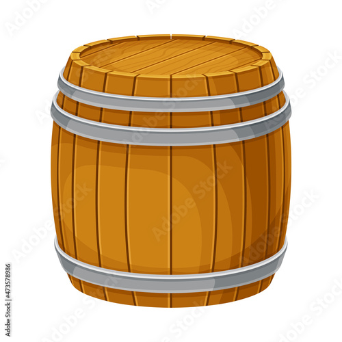 Wooden barrel, oak cask for storing alcoholic beverages vector illustration