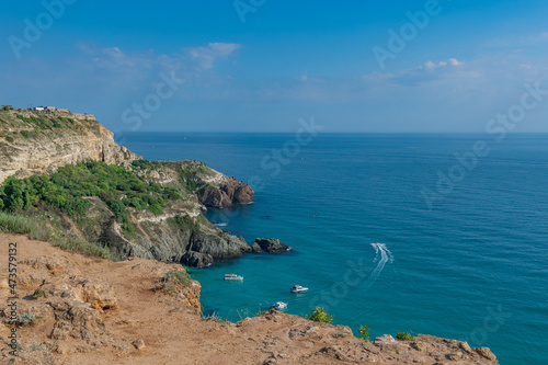 Rock in the sea bay. Sea bay rock view. Landscape of sea bay . Blue Lagoon