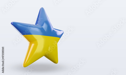 3d star Ukraine flag rendering left view