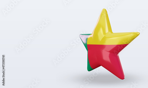 3d star Benin flag rendering right view