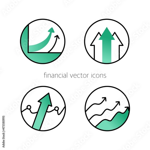 A set of icons for graphs and diagrams in a vector. Analytics and financial symbols are turquoise. Vector illustration